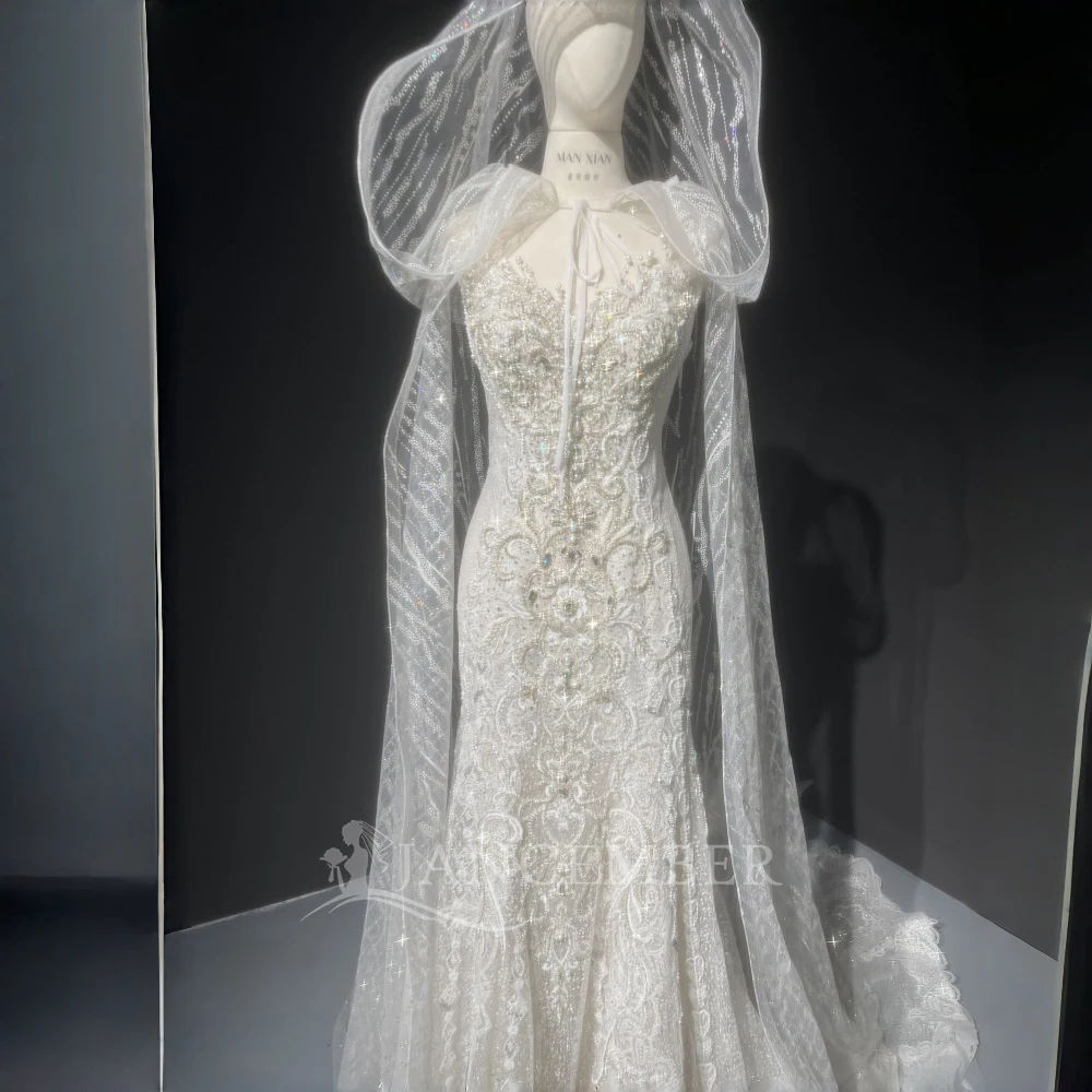 Vestido de novia de sirena de lujo personalizado exquisito sin tirantes con lentejuelas y cuentas sin mangas vestido de novia vestidos de novia robe de mariée
