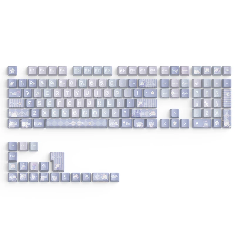 Teclado mecánico de gatito, teclas laterales grabadas, caracteres luminosos, sublimación en caliente de cinco lados, PBT, pequeño juego completo, personalizado DIY