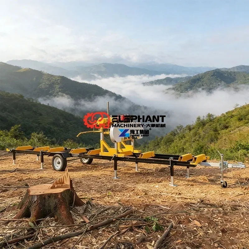 Industrial Diesel Engine Forestry Equipment Hydraulic Trailer Timber Processing Log Cutting Machine Mobile Sawmill Machine