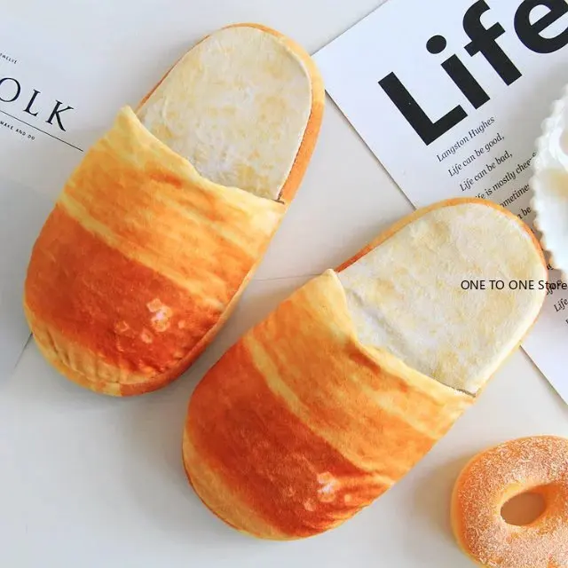 

Fashion Simulation Bread Cotton Slippers Winter Home Soft Bottom Non-Slip Plush Warm Cotton Slippers Wholesale