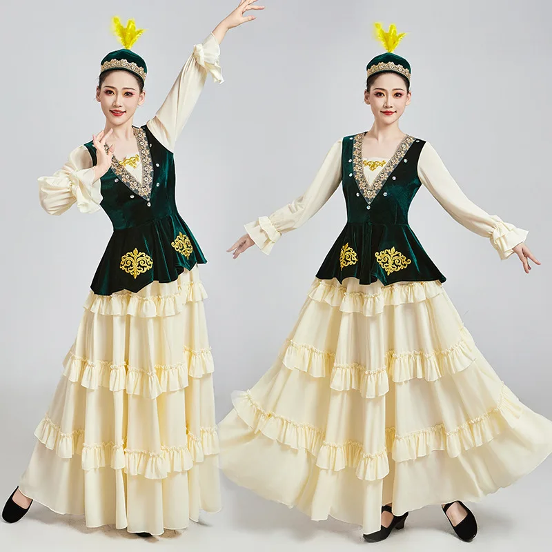 

Синьцзян-уйгурская одежда, мужская и женская одежда для этнических танцев для взрослых, одежда для выступлений меньшинств