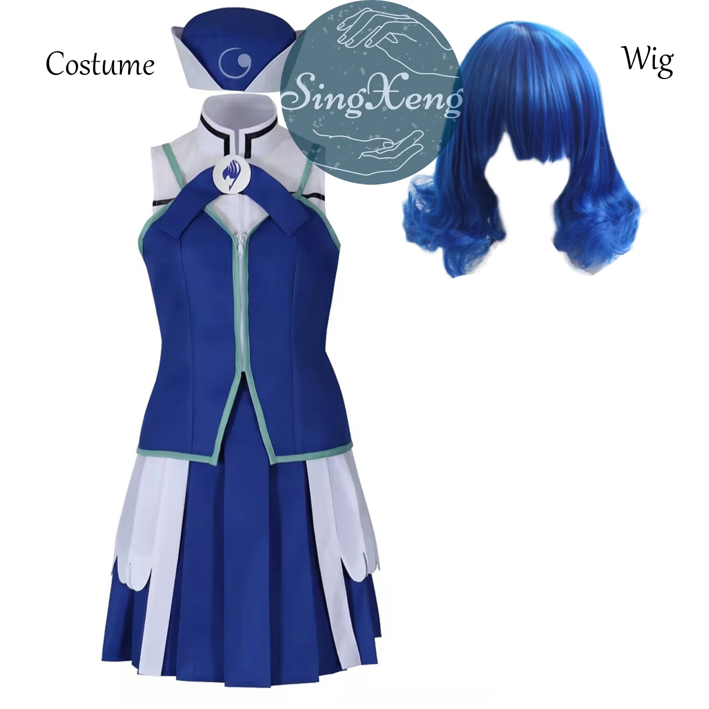 SingXeng Anime Cos Juvia Lockser Cosplay Costume Blue Outfit Women Girl Dress Halloween Christmas Uniform