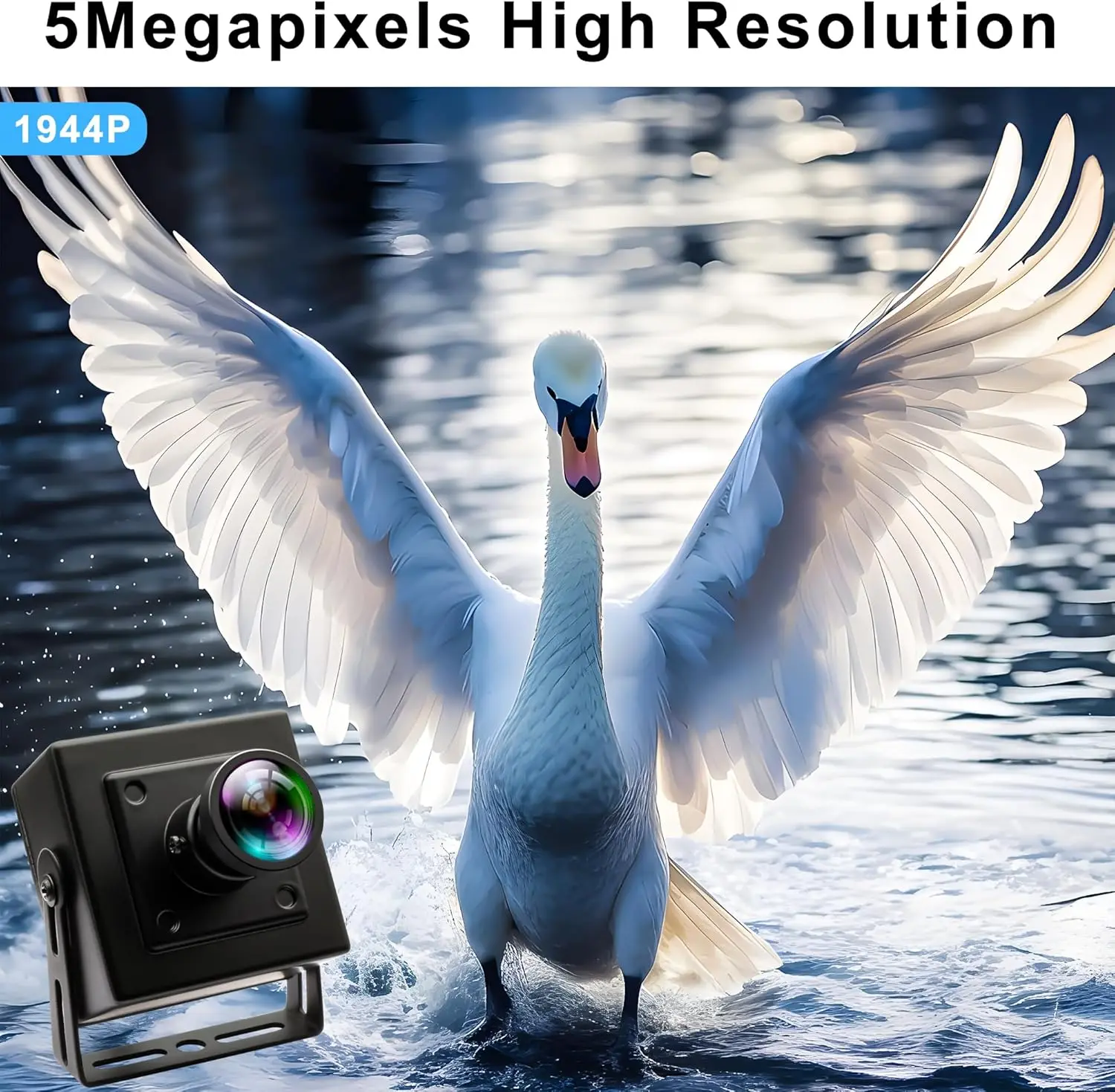 ELP 5MP 50fps Global Shutter USB Camera 1080P 60fps High Speed USB Webcam with Wide Angle No Distortion Lens for Industrial