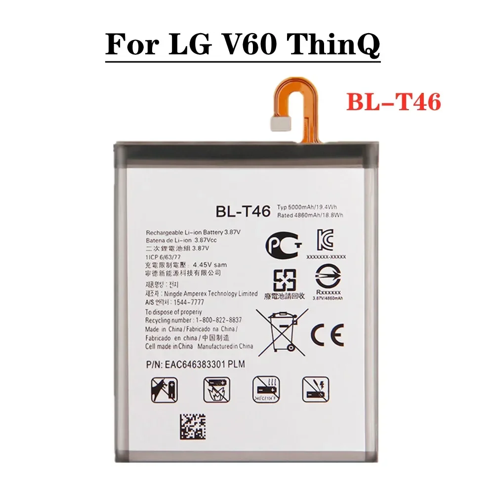 

BLT46 BL-T46 V60 ThinQ Battery For LG V60 ThinQ 5G LMV600VM V600VM V600QM5 5000mAh BL T46 Phone Battery Bateria In Stock