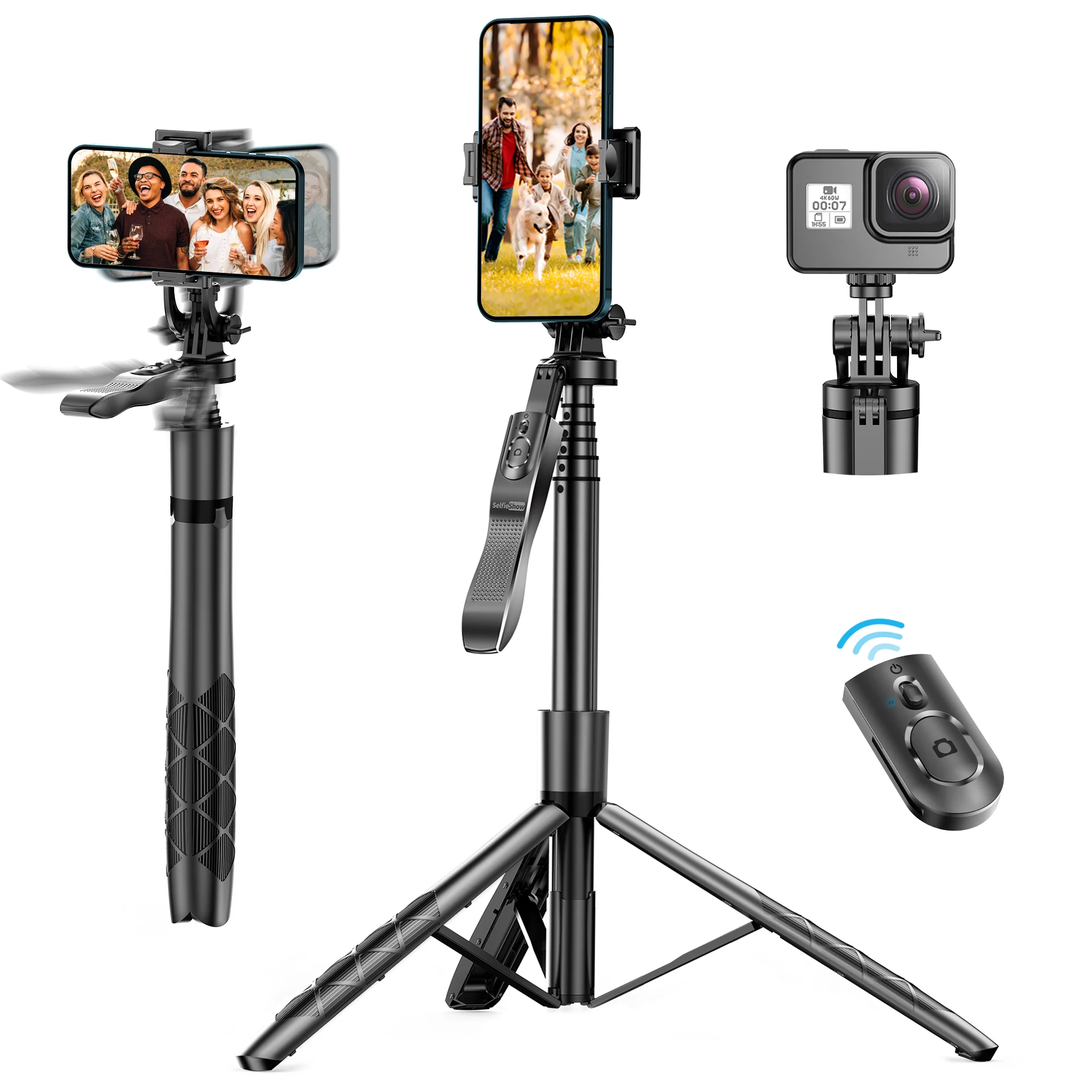 

SelfieshowL16 1575mm Foldable Shooting Live Wireless Bluetooth Tripod Selfie Stick Stabilizer Phone Holder Monopod for Cellphone