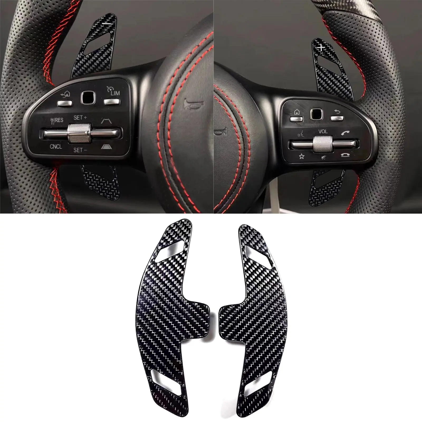 

Real Carbon Fiber Car Steering Wheel Paddle Shift Shifter Extended For Mercedes Benz A B C E S G EQA Class W176 W177 V177 W246