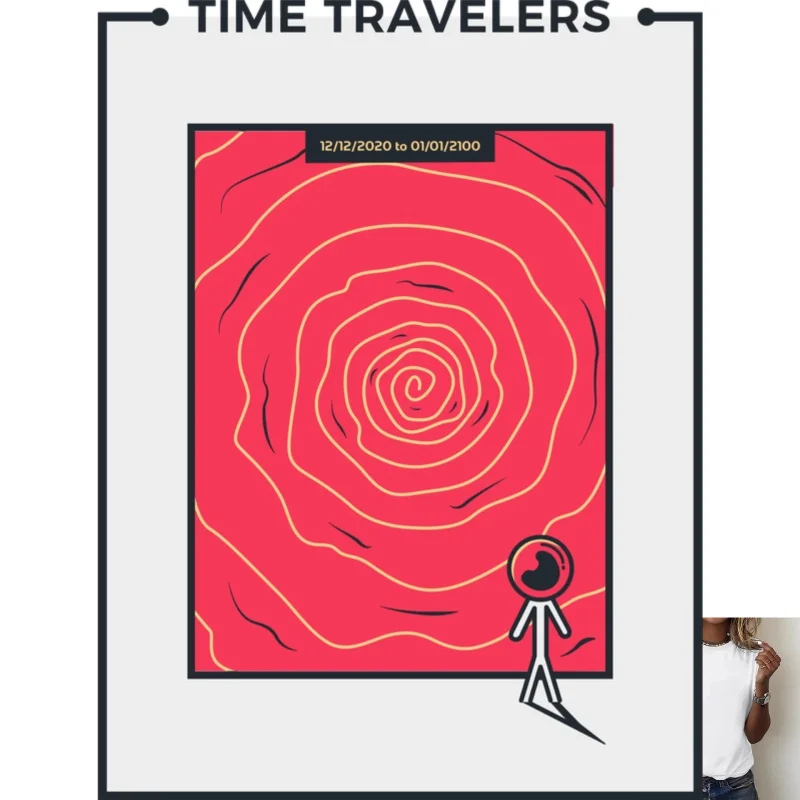Heat Transfer White Ink Iron - on Patch, Time Travelers Fun Pattern, Suitable for T - shirts/Canvas Bags, Casual & Fashion,