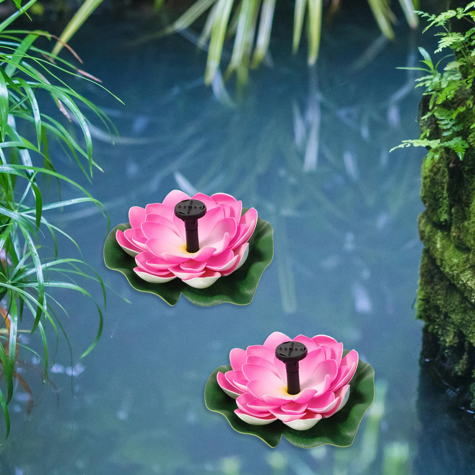 مجموعة واحدة من نافورة اللوتس العائمة المقاومة للماء لتزيين بركة الحديقة الخارجية، ميزة مياه بمناظر طبيعية حمام الطيور قابلة لإعادة الشحن عبر USB #4