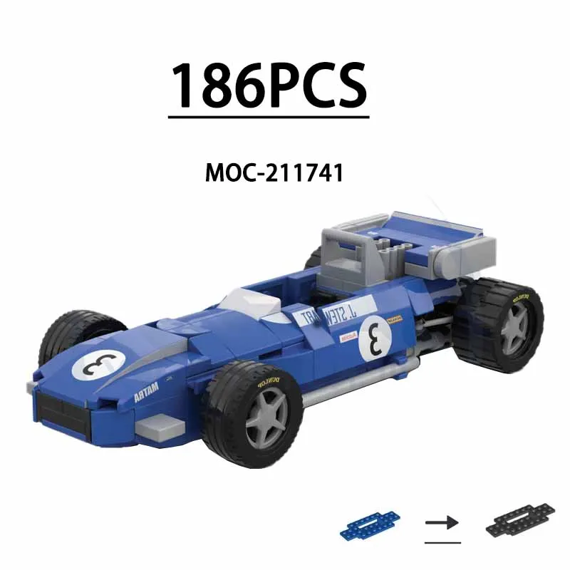 moc-211741-f1-レーシングカー-ms80-ビルディングブロック-8-市松模様の車ミニステッチモデル-186-個誕生日ギフトクリスマスおもちゃギフト