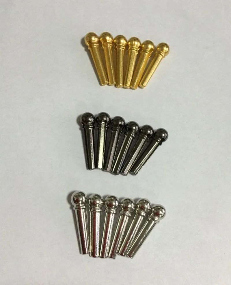 6pcs Metal Acoustic Guitar Bridge Pins Guitar Strings Fixed Cone String Pins String Nails Brass