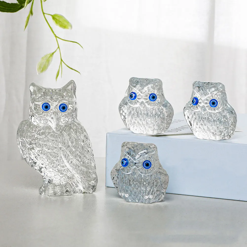 

1Set Owl Shaped Crystal Ornament Exquisite Color Simulation Statue for Living Room Shelf Decor Easy Clean Compact Size Creative