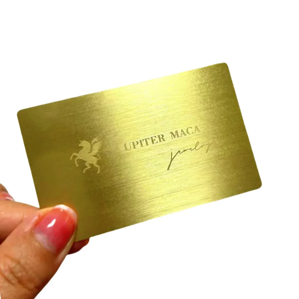 

Top Quality Gold Metal Business Card with Engraved Logo Brushed Gold Plated Stainless Steel Metal Card
