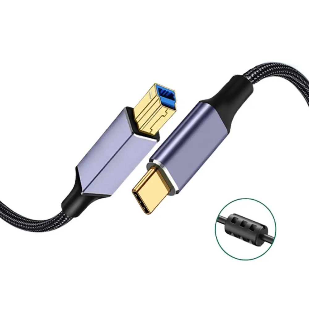 Male to Male USB C to USB B 3.0 Cable Braided Nylon Data Transfer Type-C Printer Cable Gold Plated Durable for Epson/HP/Canon