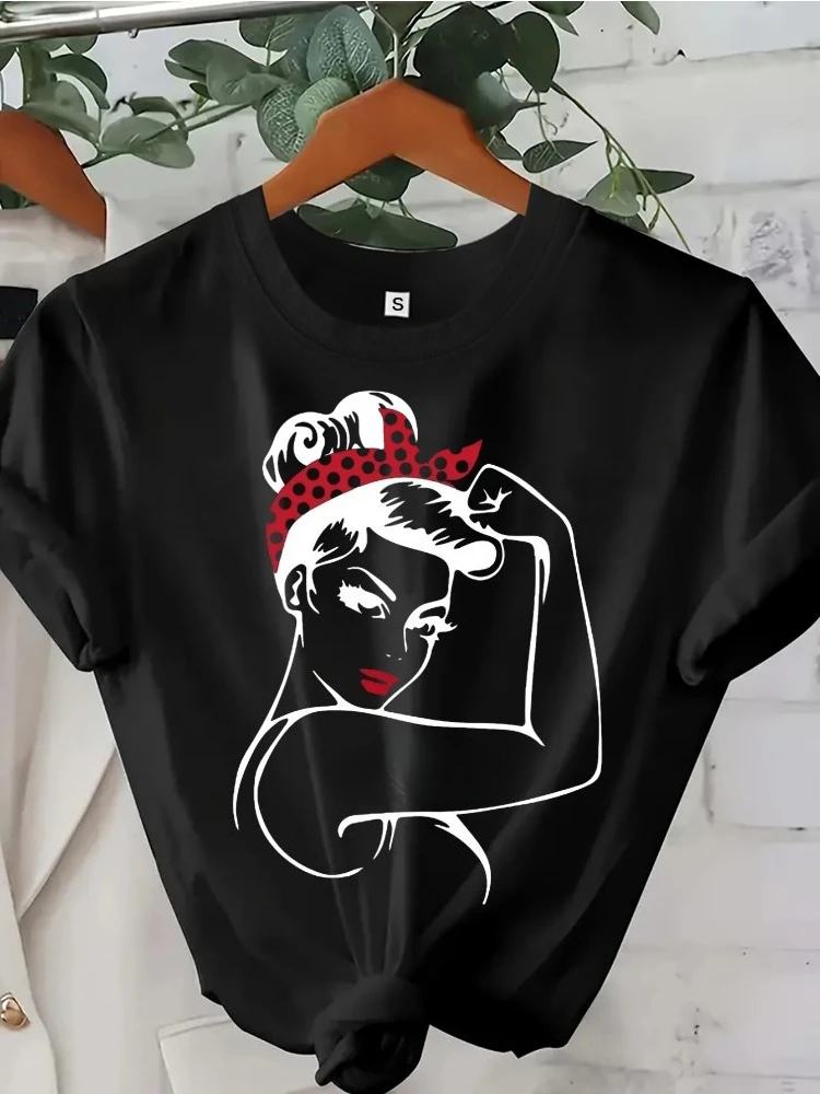 Fashionable Printed Women's Round-Neck T-Shirt: Casual and Comfortable Short-Sleeve Design Women's Apparel Plus Size Streetwear