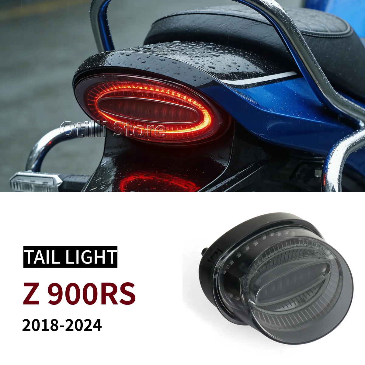 

Motorcycle Rear Tail Light LED Brake Running Lamp License Plate Taillight Red Smoke For Z900RS Z 900 RS Cafe Z900 RS 2018-2024
