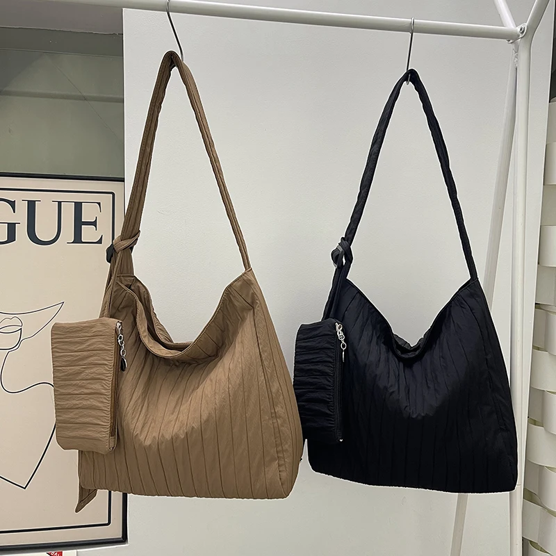 Bolsos cruzados informales de nailon con cremallera de hilo de coser, gran oferta de 2025, bolsos para mujer, bolsillo Interior con cremallera, bolsos de hombro para mujer