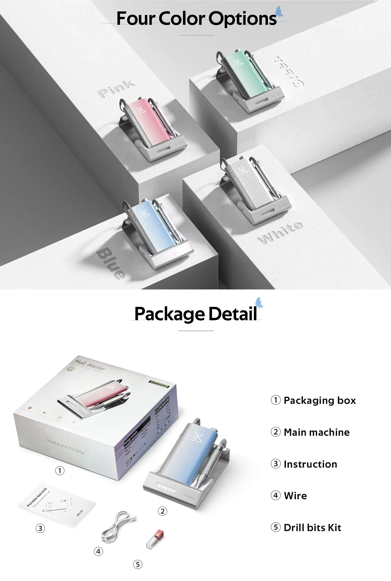 35000 Rpm Nail Sander Portable Electric Nail File Brushless Acrylic  Nail Remover High Quality Aluminum Alloy