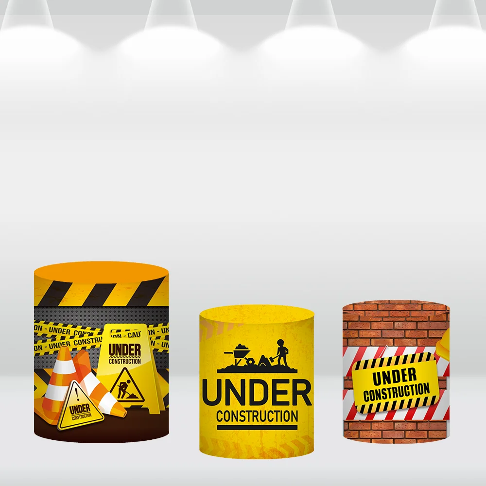 بناء الطريق خلفية مستديرة التصوير الفوتوغرافي الأطفال طفل حفلة عيد ميلاد سعيد راية حفارة دائرة زخرفة الخلفية