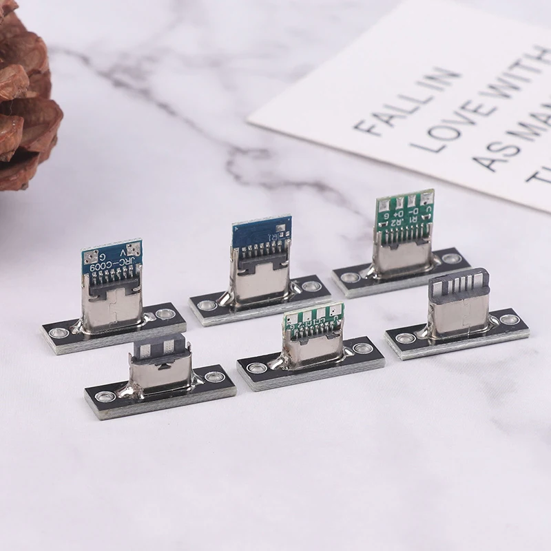 。New 5PCS With Screw Fixing Plate Type-C USB Jack 3.1 Type-C 2Pin 4Pin Female Connector Jack Charging Port USB 3.1 Type C Socket