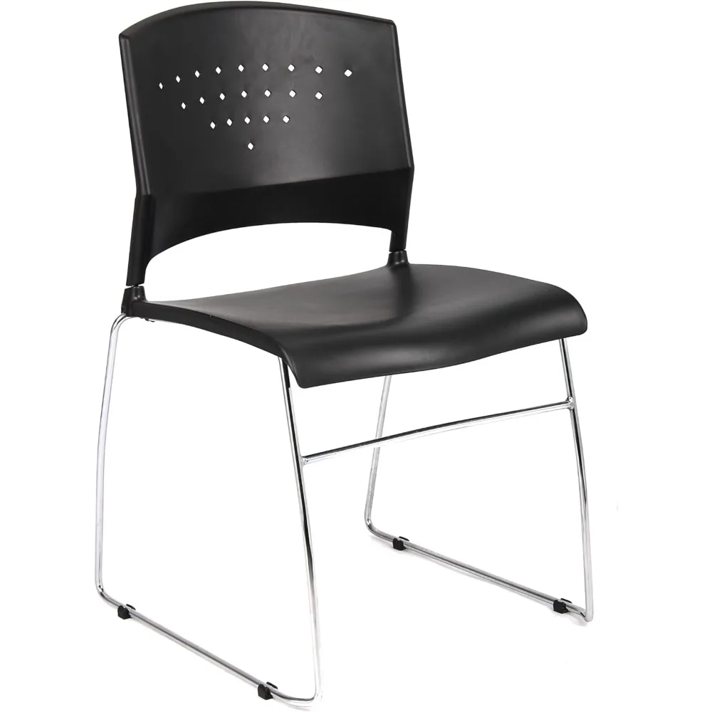 

Black 5-Piece Chrome Frame Stackable Chairs Set