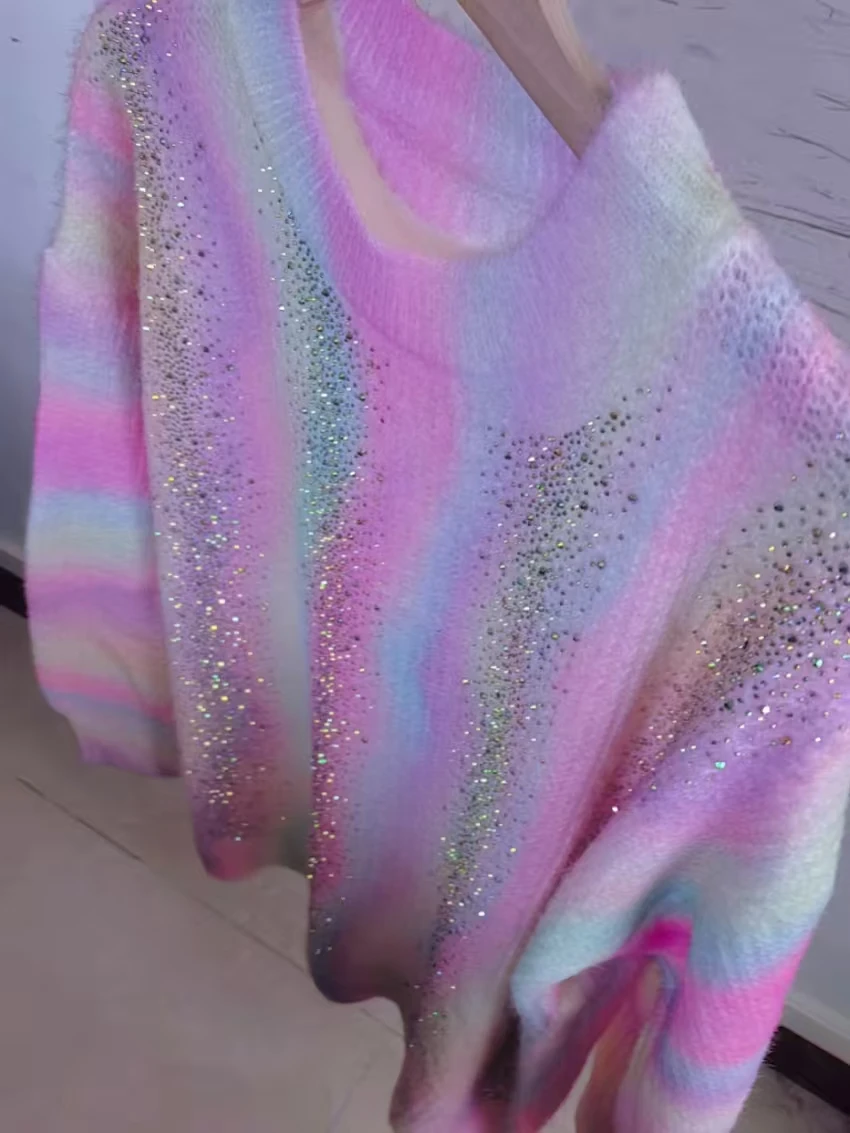 

Real Photos Sparkling Sequins Soft Warm Sweater Women Autumn/Winter New Trend Knit Outwears Sweaters Knitwear Pullovers Jumpers