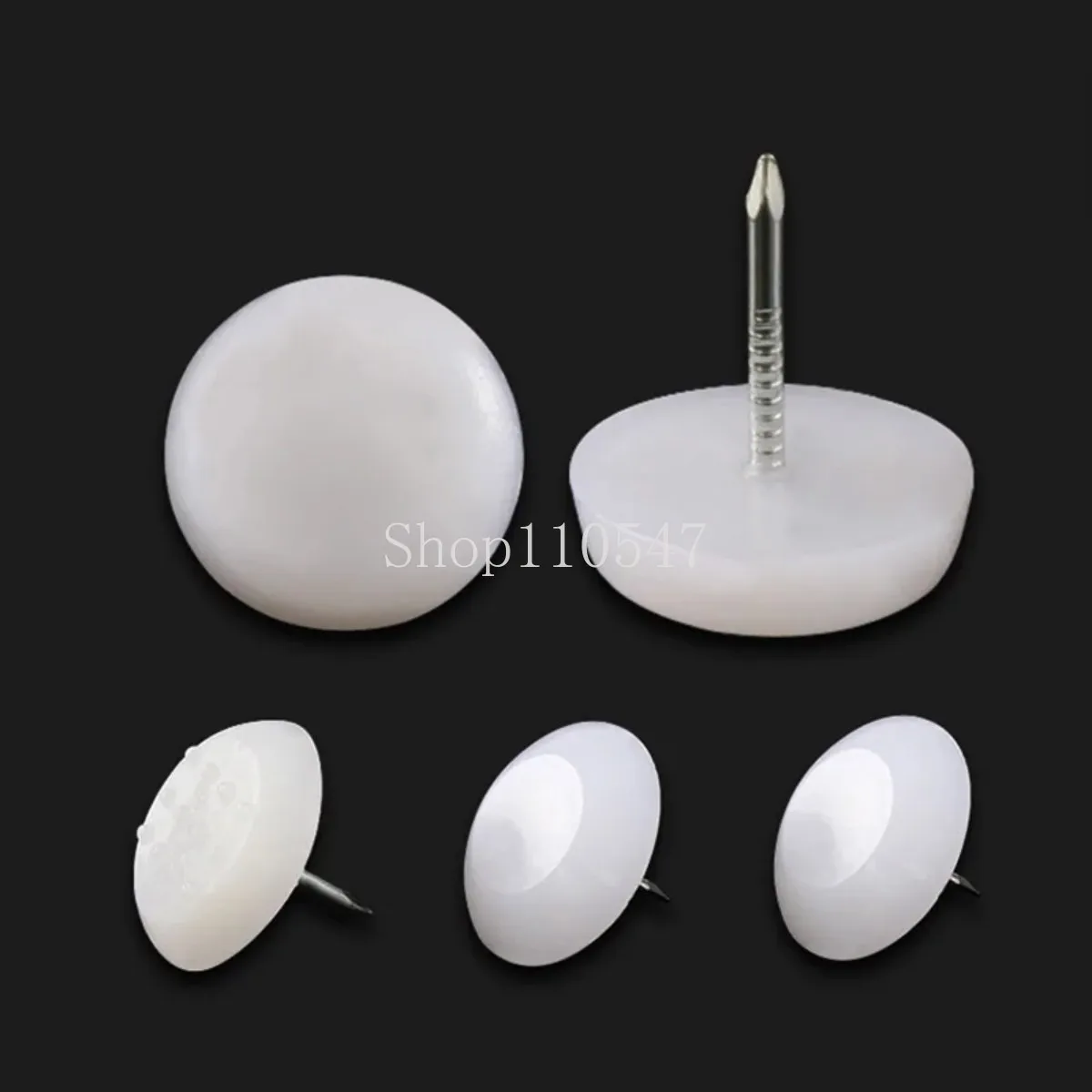 50Pcs Furniture Feet Glide Nail Screwin Round Chair Table Leg Protector Plastic White