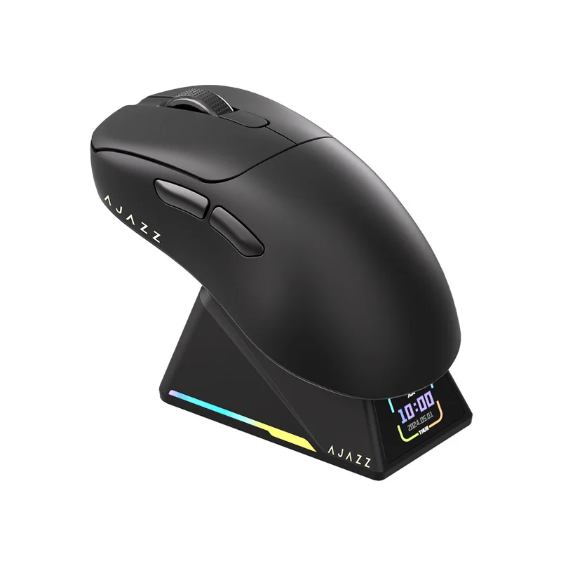 Mouse para jogos Aj179apex PAW3395 sem fio Bluetooth três modos leve com base de carregamento