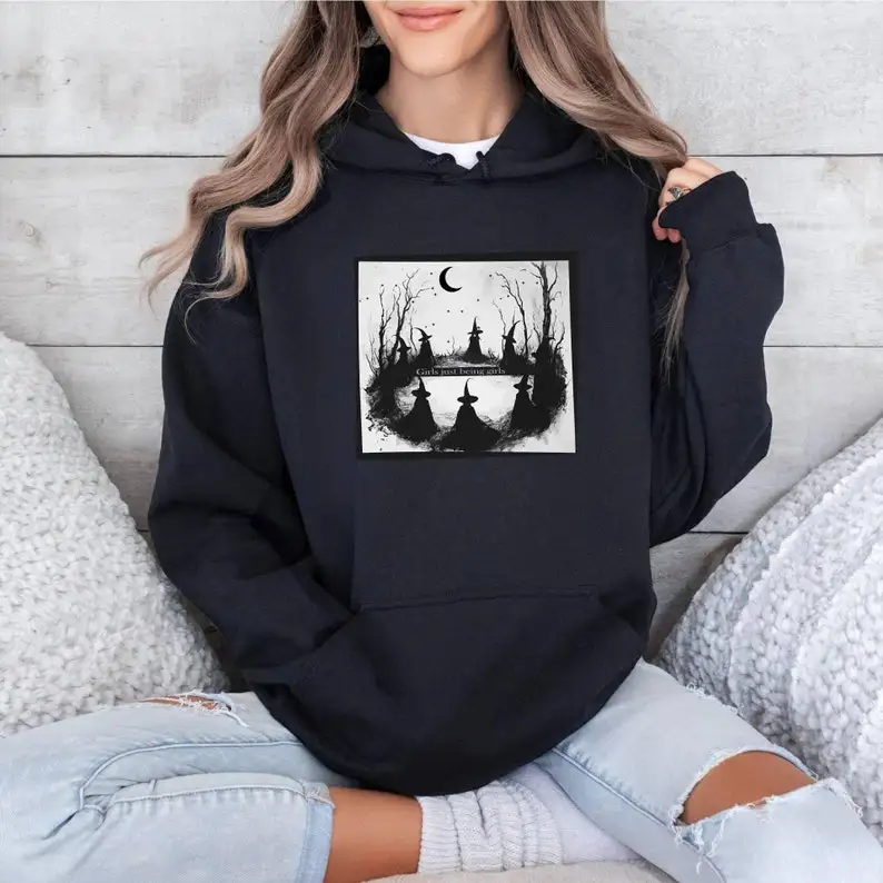 

Girls Just Being Girls Halloween Witch Hoodie, Halloween Women Hoodie, Witchy Vibes Hoodie, Halloween Gift for Women, Trendy Wit