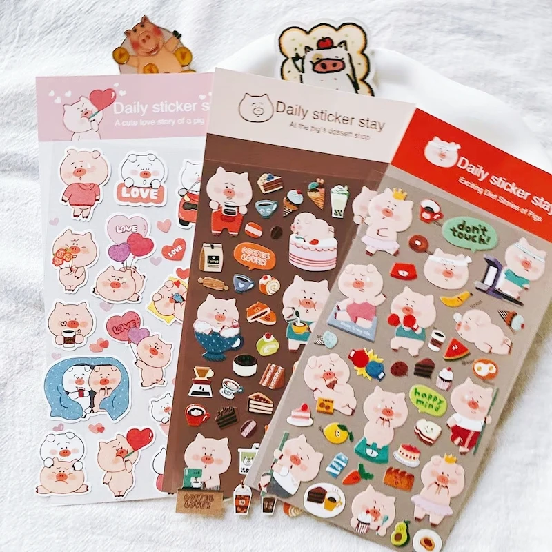 Korea Cute Pig‘s Dessert Sticker Scrapbooking Material BONITO DIY Hobby Craft Supplies DIY Stationery Journaling Stickers - Image 4