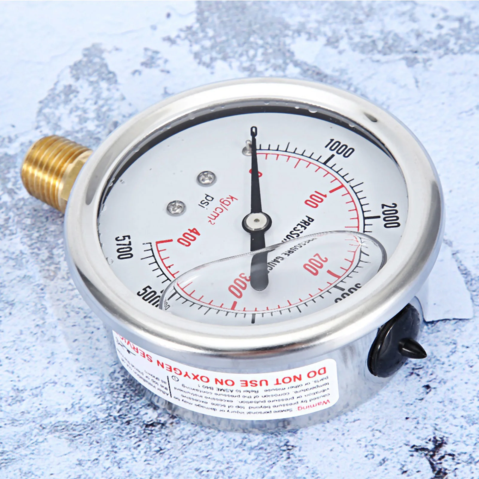 Fuel Pressure Gauge 0‑5700PSI Liquid Filled Pressure Gauge Hydraulic Liquid Filled Fuel Pressure Gauge 0‑5700 PSI US Thread