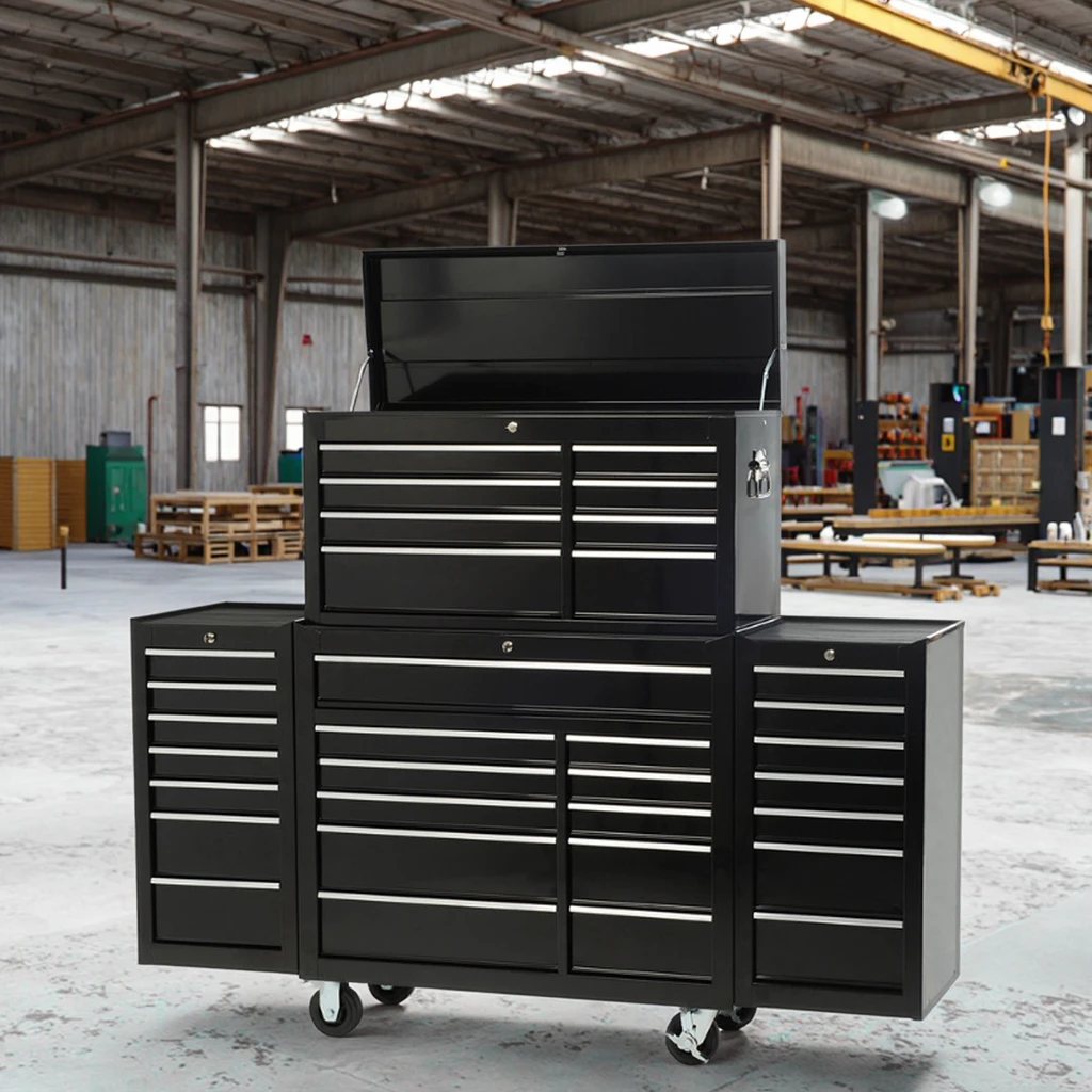 

Heavy Duty Combination Tool Cabinet Set With Drawers And Two Side Lockers Customizable OEM Support