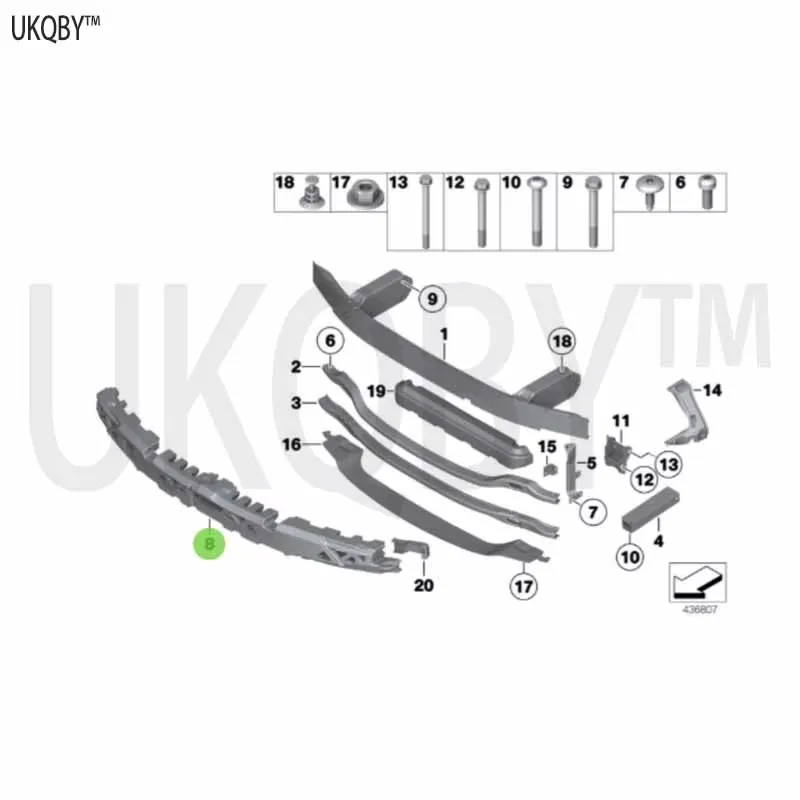 Upper hexagonal bolt and flat washer of shock absorber, half round head shoulder countersunk screw 51117200707 51117200707