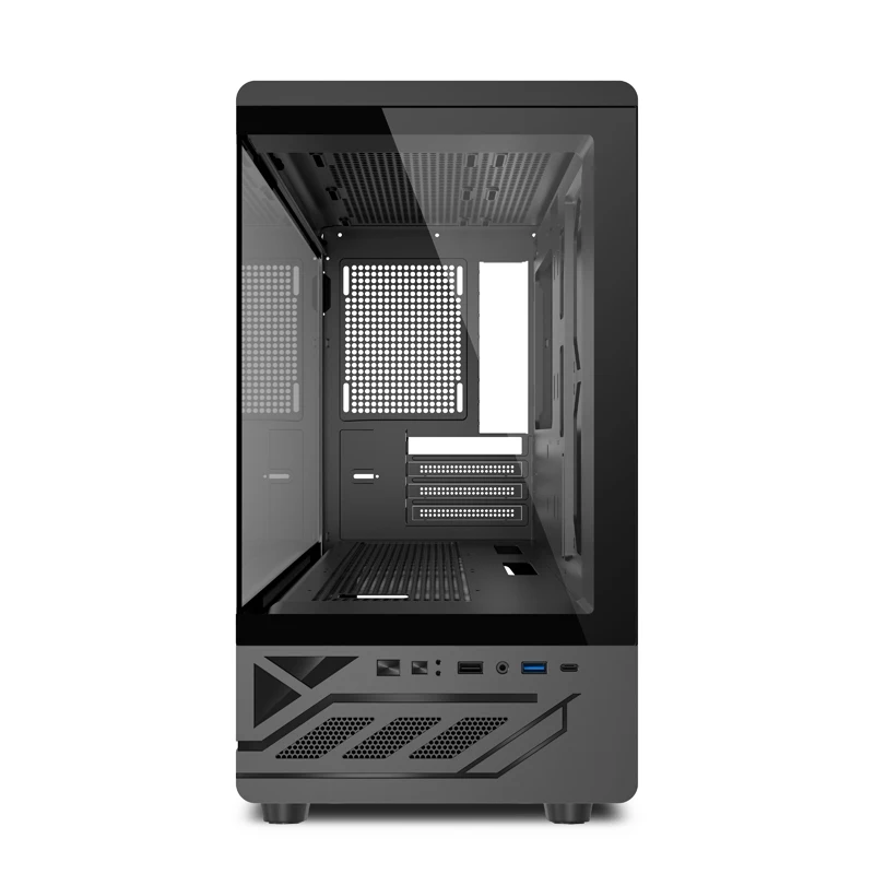 حافظة كمبيوتر N5 من Power Train MATX جانب زجاجي شفاف لغرفة عرض البحر خالية من العمود 360 درجة حافظة كمبيوتر من النوع C مبردة بالماء