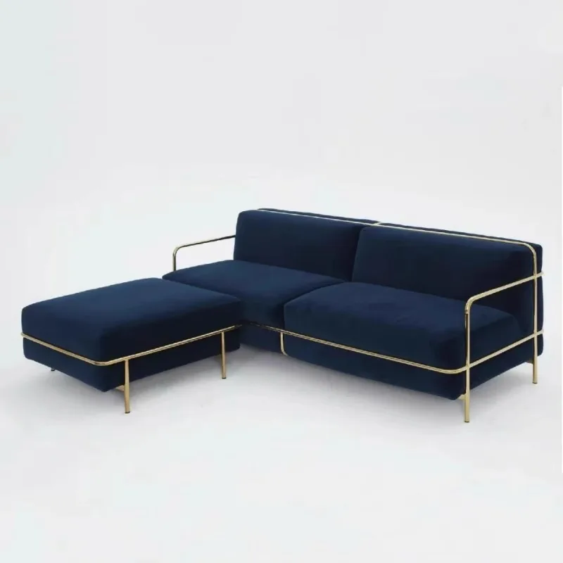 

Stainless steel medieval style Bauhaus Italian simple designer sofa living room small apartment