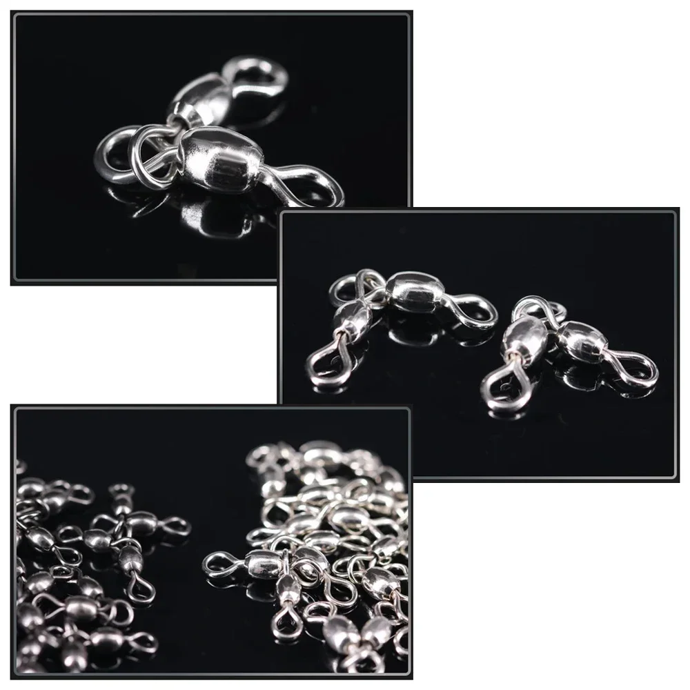 20pcs Fishing Cross Connection Crane Swivels Fishing line Hook Connector Stainless Brass Saltwater Fishing Rolling Accessories