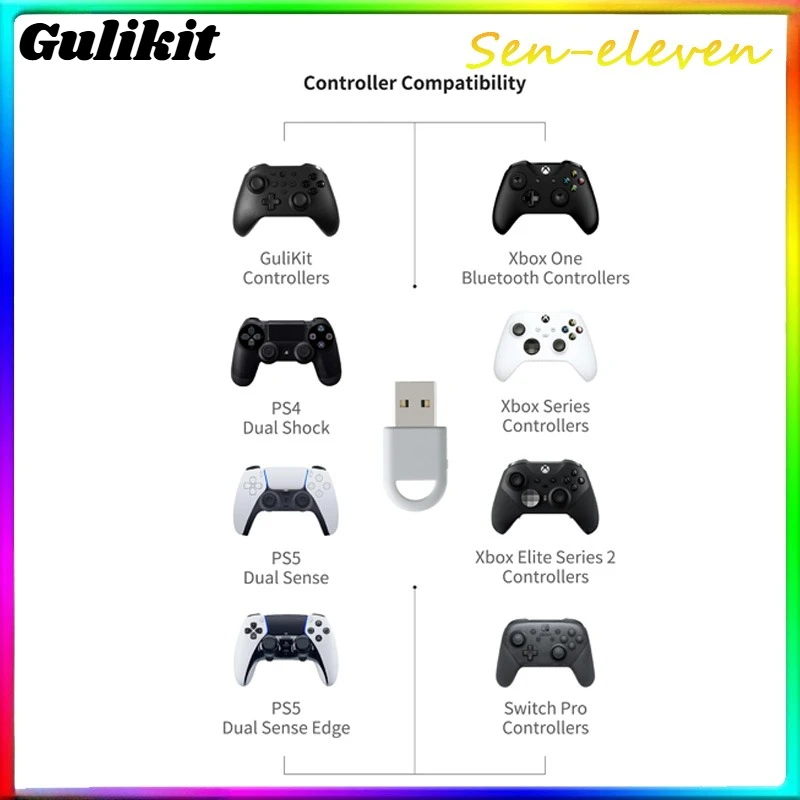 

Беспроводной адаптер GuliKit Hyperlink 2 PC05 для контроллеров PS5, PS4, геймпадов Xbox One, совместимый с Windows, Android, Switch 1/2.