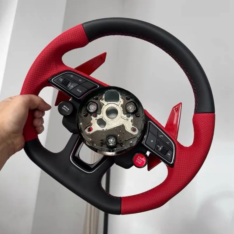 Half Perforated Leather Steering Wheel Car Accessories A5 A6 A6L A4 A4L C8 Q5 Q7 Tt Rs3 Rs4 Rs5 S4 S5 B8 B8.5 B9 For Audi A3