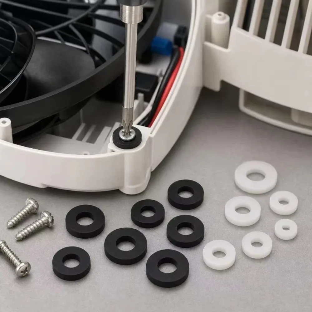 250/500PCS Plastic Washer Assortment Nylon Washers Plastic White Black Screw Shock Absorption Fasteners Washer Flat Round