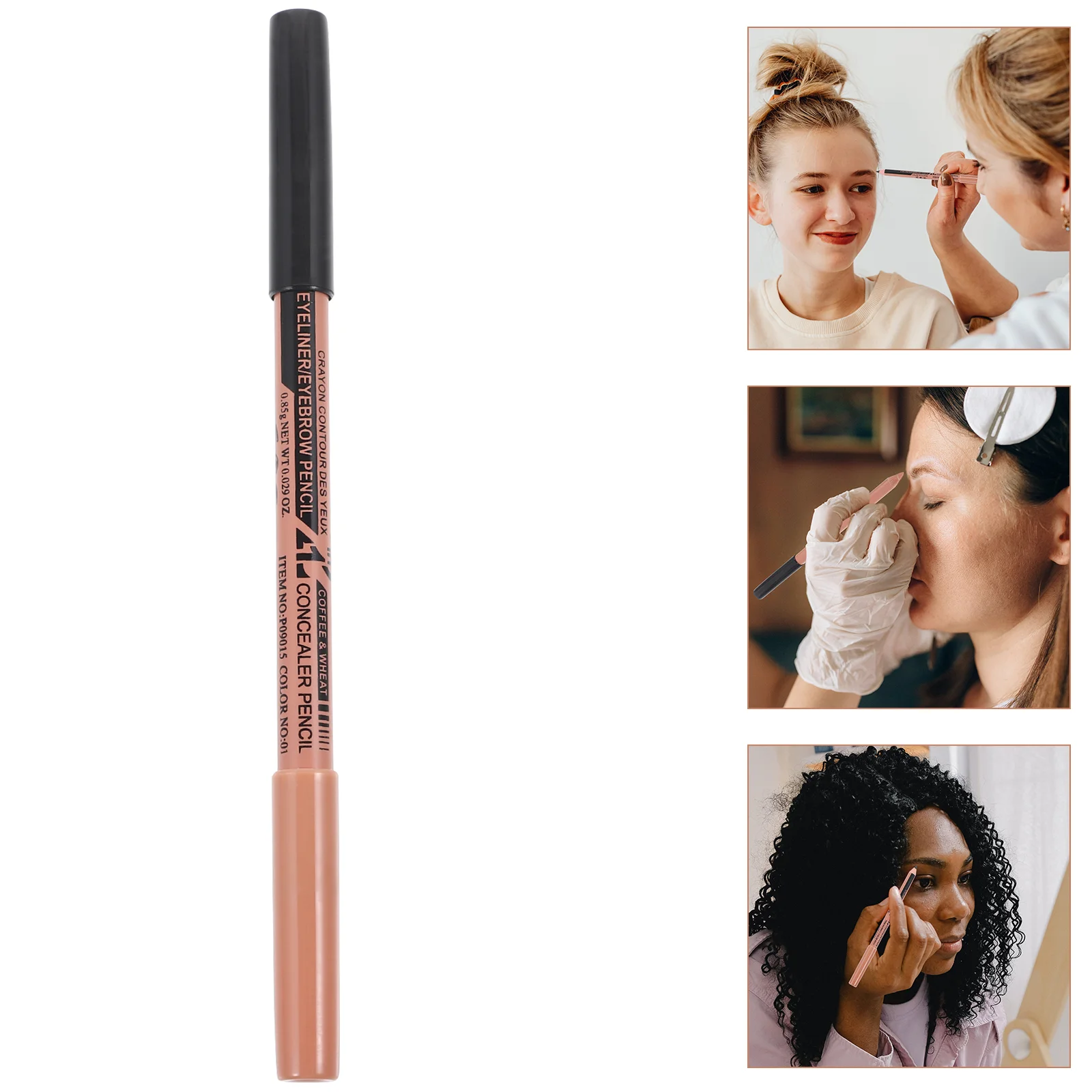 

12 Pcs Dual Brown Eyeliner Eyebrow Pencil Concealer Pen 01 Black Nude Portable Lasting Sturdy Design