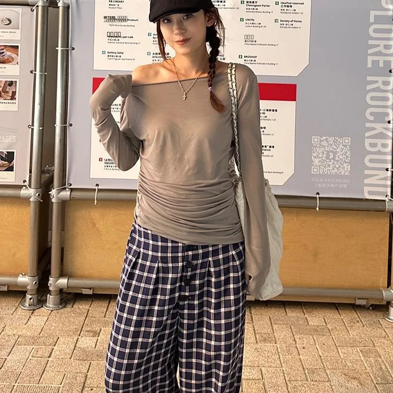 

Женская летняя футболка Bluejasmine из смесового шелка, асимметричная, с драпировкой на талии, удлиненная, цвет хаки-коричневый, свободного кроя