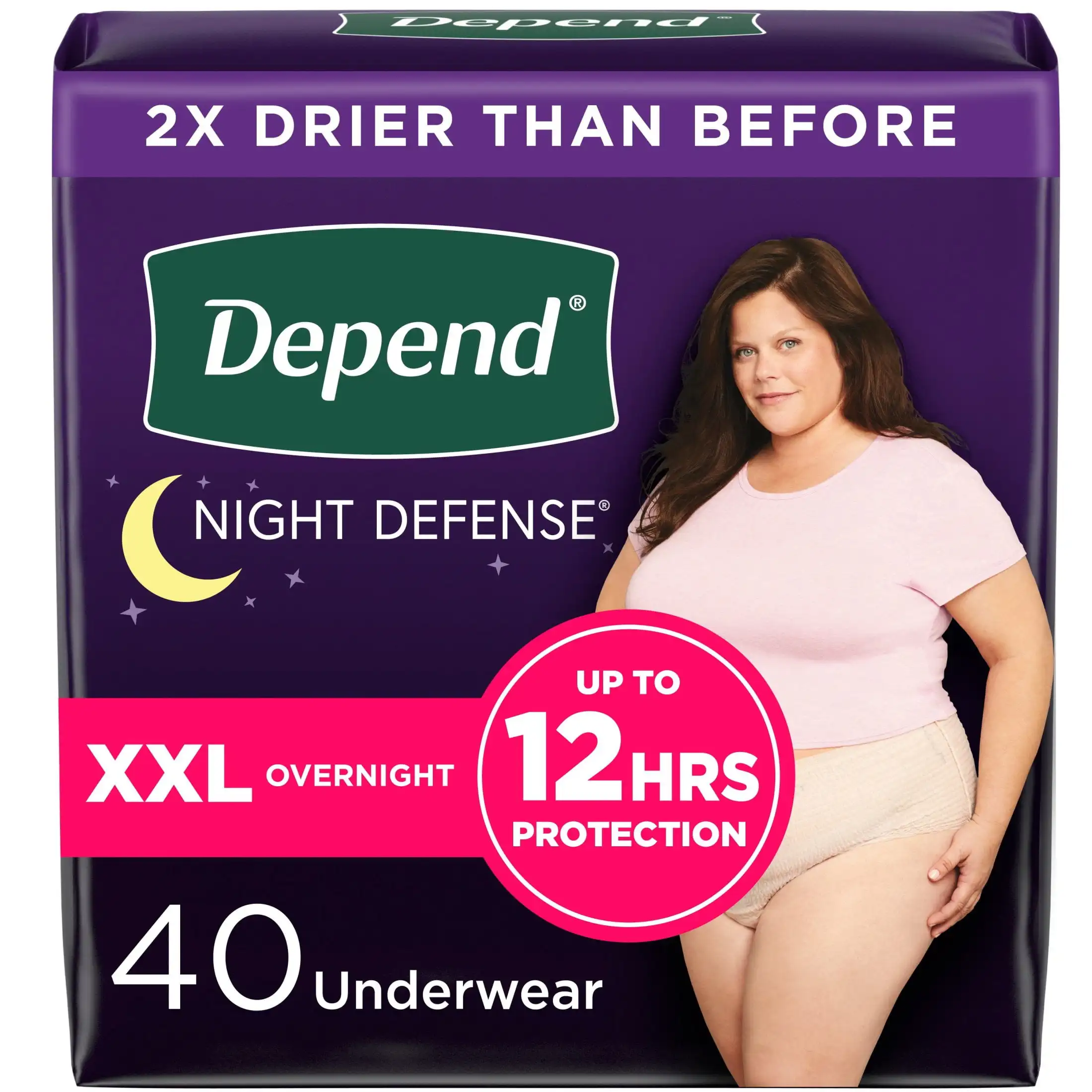 

Night Defense Incontinence Underwear for Women, Adult Diapers, Xxl, 40 Count