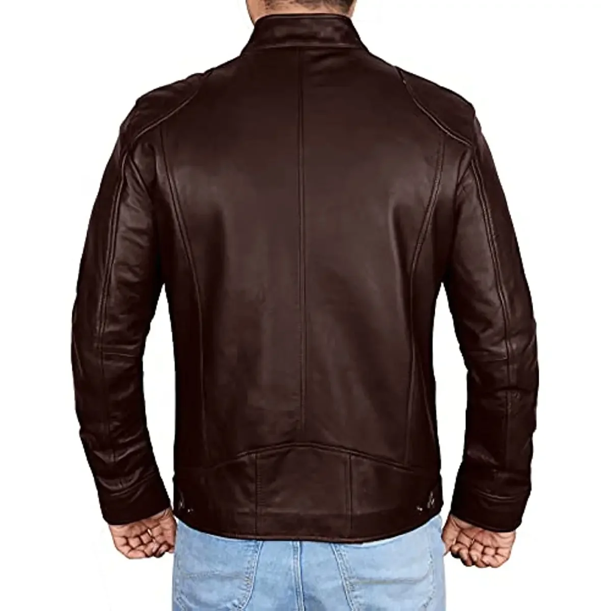 Chaqueta de cuero a la moda para hombre, chaqueta ajustada de PU con cuello levantado, antiviento, con solapa Diagonal y cremallera, 5XL