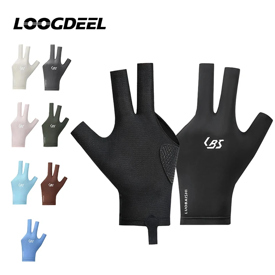 

LOOGDEEL 1PC 3 Finger Breathable Elastic Left Hand Snooker Billiard Sports Gloves Professional Billiard Non-slip For Men Women