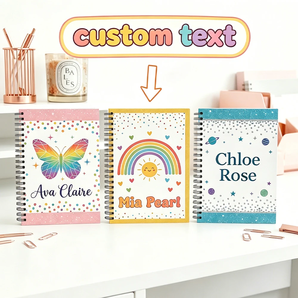 Custom Name Spiral Notebook,Cute Themed Notebook,Memo Writing,Creative Journaling,Birthday Gift,Daily Writing,Back To School