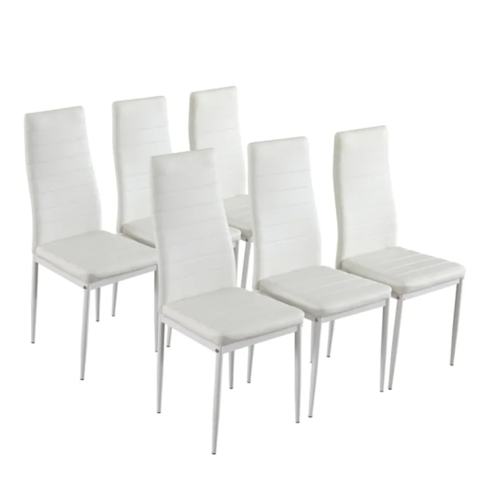 

6pcs Elegant Dining Chairs Assembled Stripping Texture High Backrest Dining Chairs B White Dinning Table Chairs