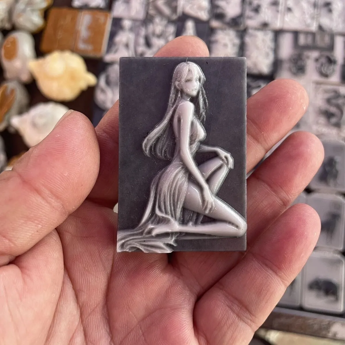 Natural Tai Chi Jade Colorful Handmade Carving Urban Girl Pendant