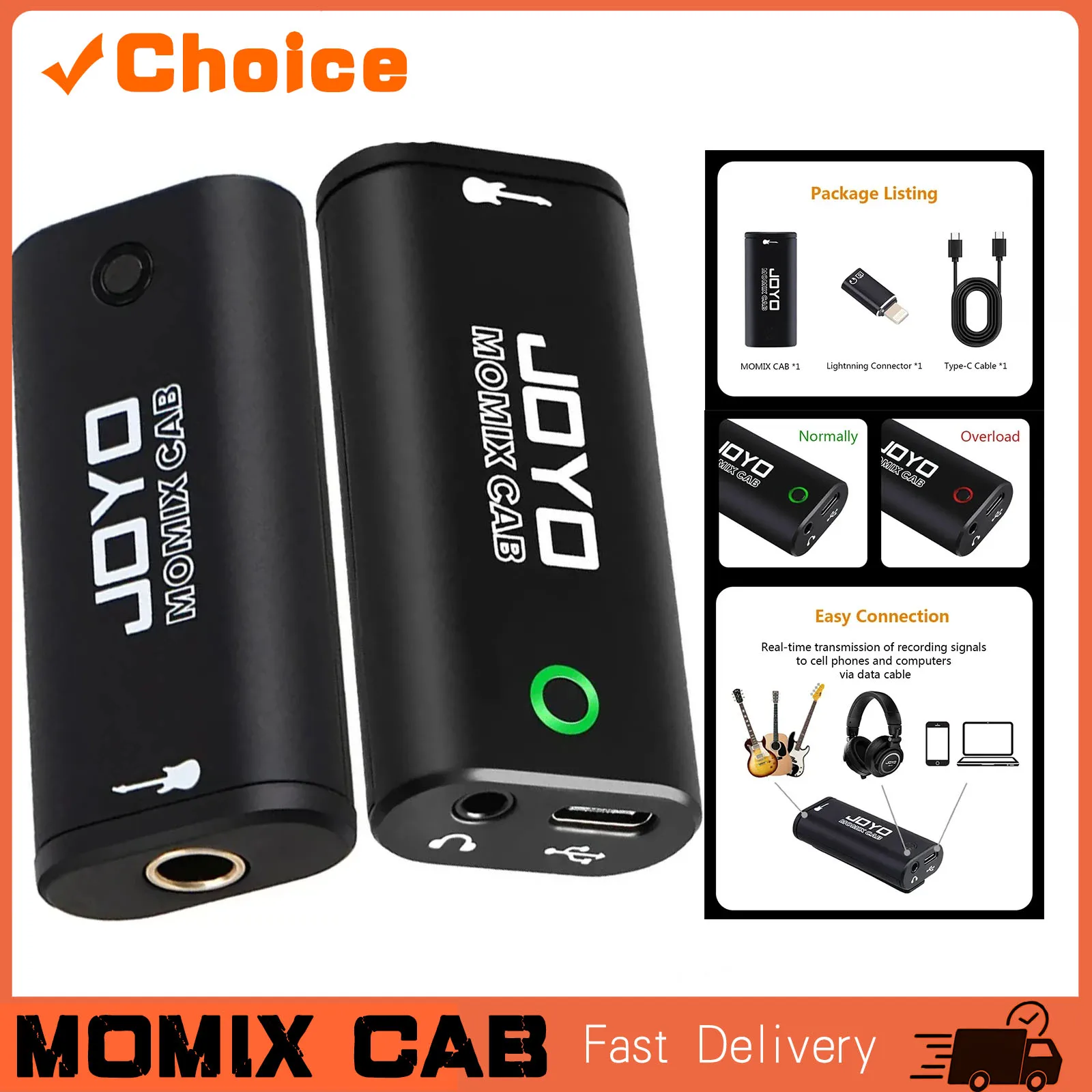 MOMIX CAB Live Sound Card Mixer USB Sound Card Guitar Plug and Play Portable Mini Audio Mixer Live Streaming Media Device