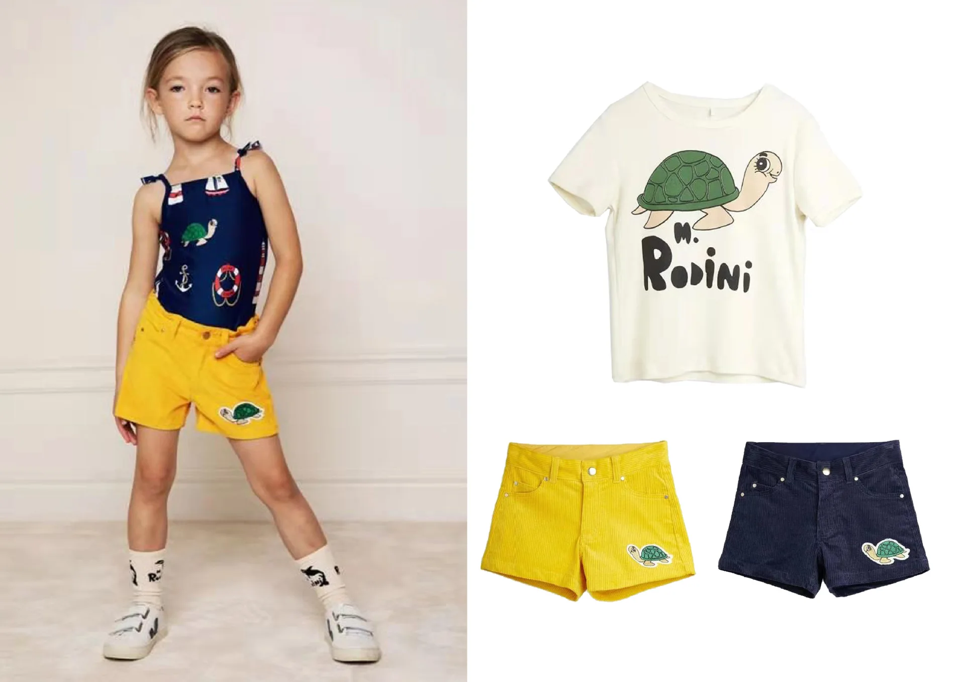 

ins style summer new product M.rodini turtle series T-shirt corduroy shorts