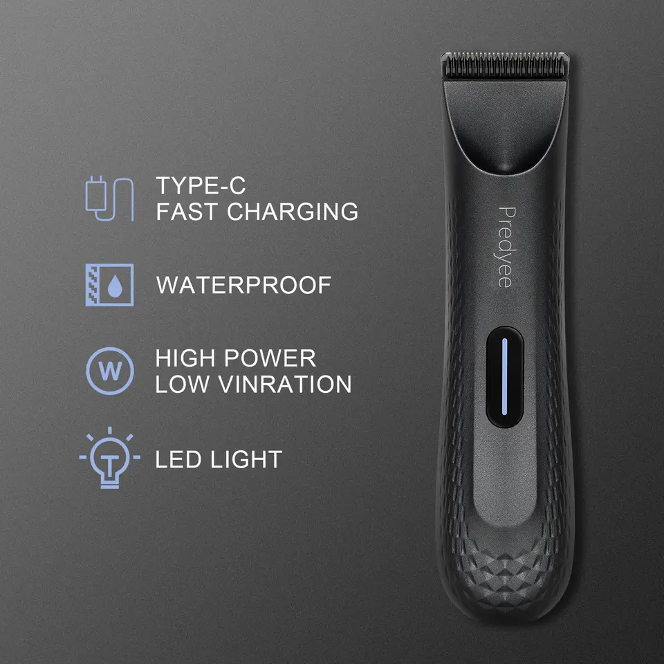 Electric Groin Hair Trimmer for Men,Body Groomer & Pubic Waterproof Hair Trimmer,Replaceable Ceramic Blade - 3