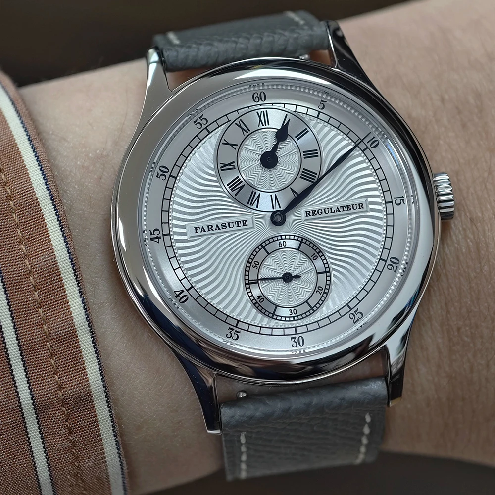 FARASUTE Men Mechanical Watch 39mm Vintage Manual Winding Wristwatch 50m Waterproof Sapphire Independent Hour / Second Dial